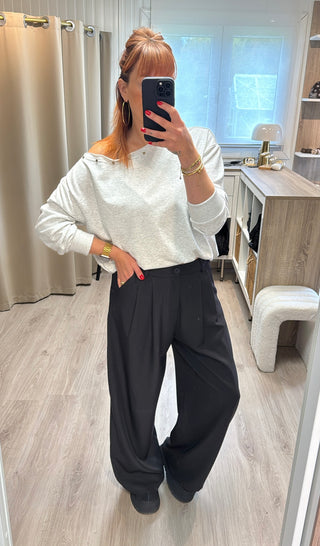 Pantalon de tailleur noir Wide leg