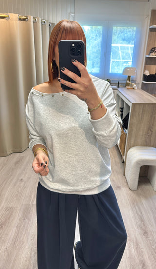 Sweat à clous gris