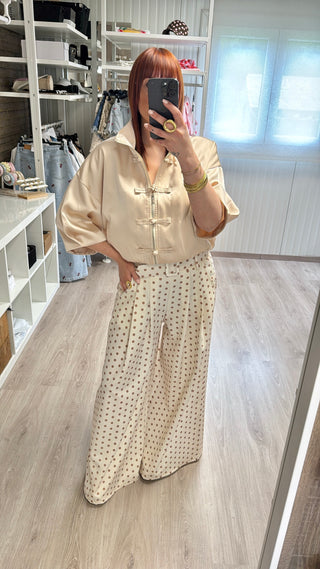 Veste asiatique satinée Lumina