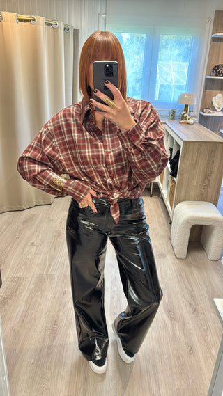 Chemise à carreaux bordeaux