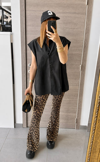 Legging maillot évasé léopard