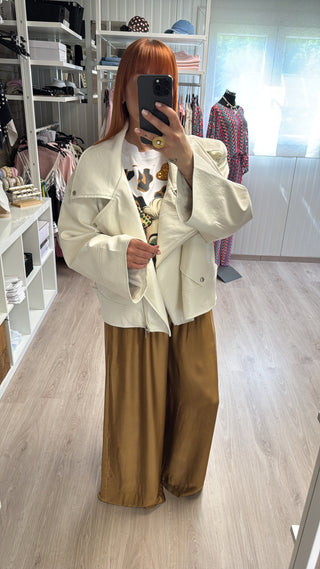 Perfecto oversize similicuir écru