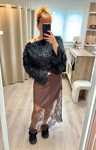 Pull froufrou noir