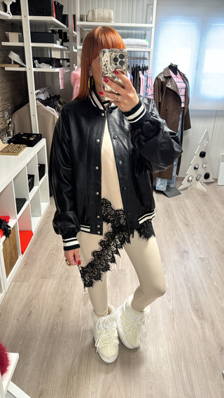 Bomber similicuir noir Lumina