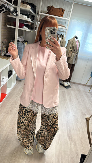Blazer similicuir rose