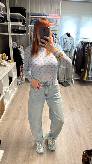 Jean barrel gris/bleu