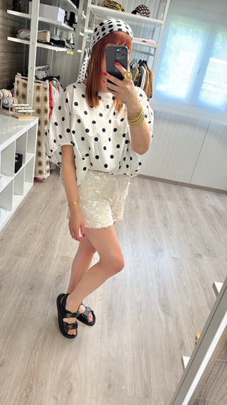 Blouse à pois blanc/noir