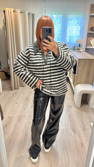 Pull Teddy col en fausse fourrure