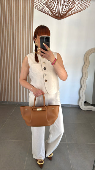 Pantalon beige lin
