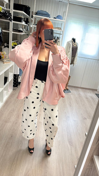 Précommande Veste satinée oversize rose