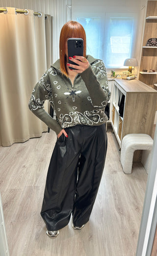 Pantalon similicuir barrel