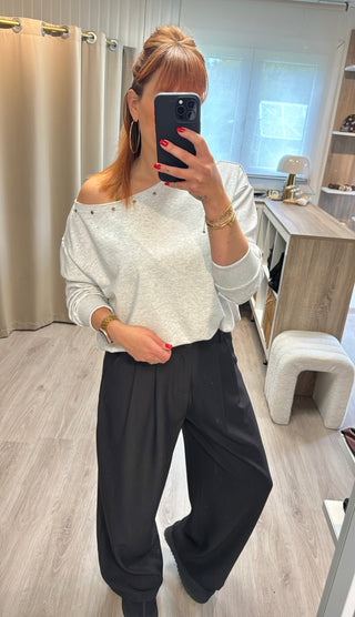 Sweat à clous gris