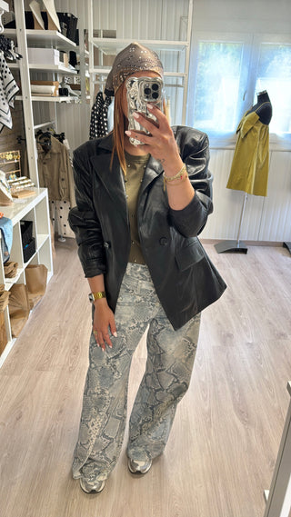 Veste couture similicuir noire