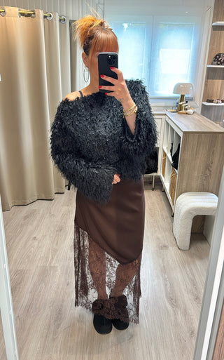 Pull froufrou noir