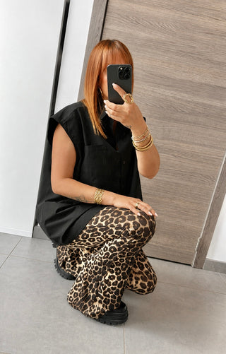 Legging maillot évasé léopard
