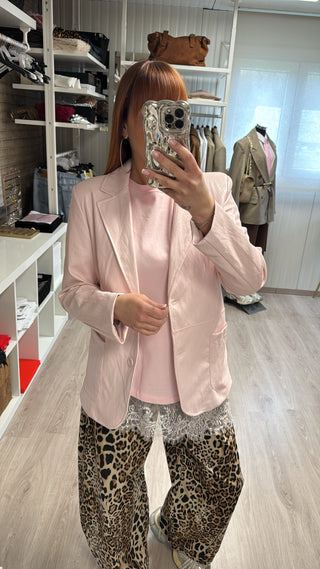 Blazer similicuir rose