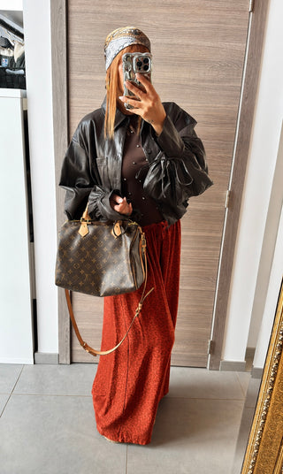 Pantalon fluide léopard terracota