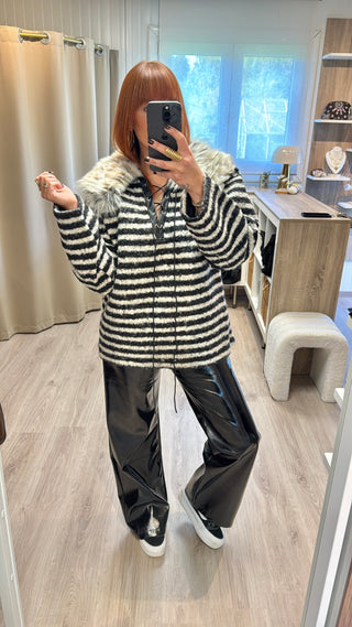 Pull Teddy col en fausse fourrure