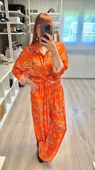 Ensemble bandana orange (chemise et pantalon)