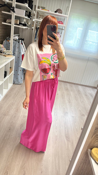 Pantalon fluide magenta