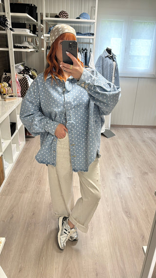 Chemise jean à pois