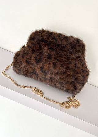 Sac bourse fourrure léopard