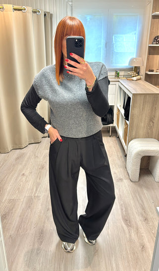 Pantalon de tailleur noir Wide leg