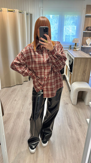 Chemise à carreaux bordeaux