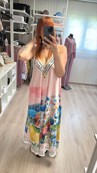 Longue robe Santorin rose
