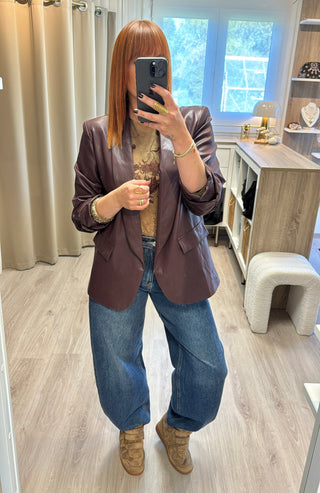 Blazer similicuir lie de vin