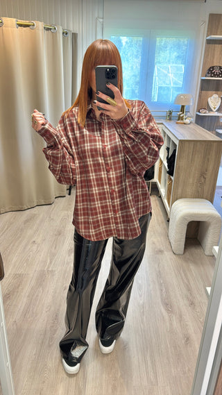 Chemise à carreaux bordeaux
