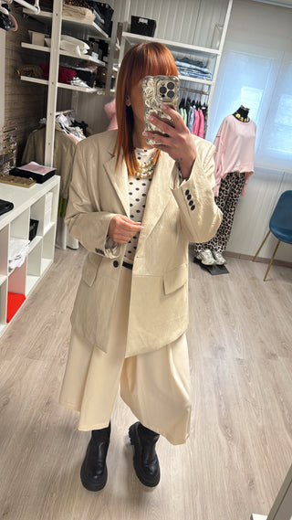 Blazer similicuir beige/écru Lumina