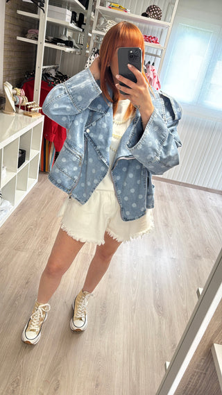 Perfecto oversize en jean à pois