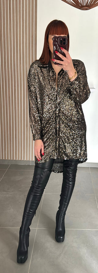 Robe/tunique sequins chocolat