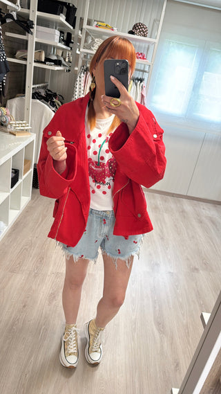 Short brodé cerises