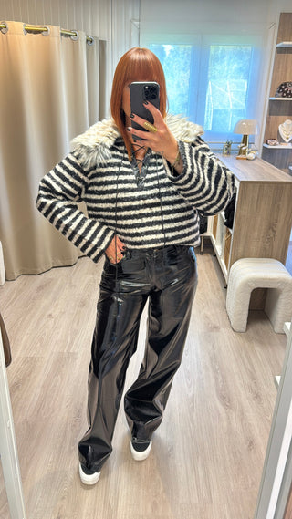 Pull Teddy col en fausse fourrure