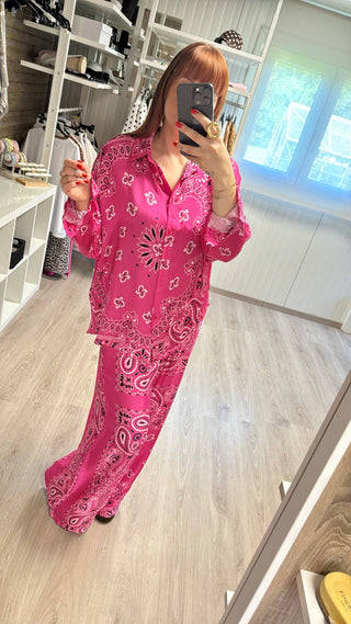 Ensemble bandana fuchsia (chemise et pantalon)