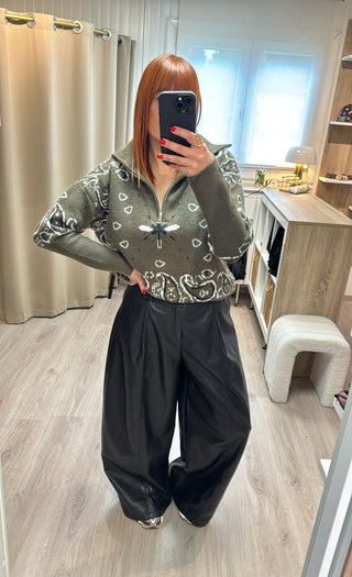 Pantalon similicuir barrel