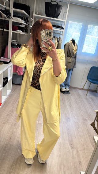 Trench similicuir jaune