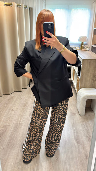 Pantalon léopard bandes blanches
