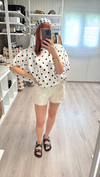 Blouse à pois blanc/noir