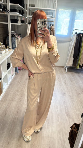 Ensemble beige à strass