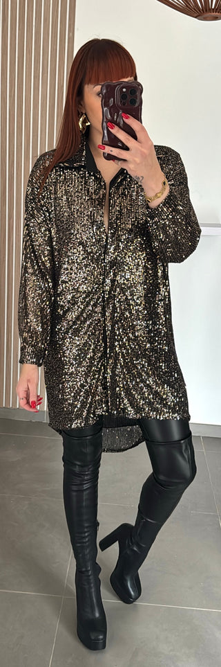 Robe/tunique sequins chocolat