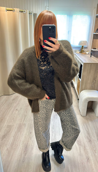 Gilet mohair oversize marron