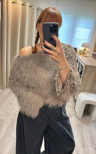 Pull froufrou taupe