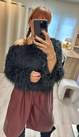 Pull froufrou noir