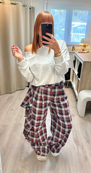 Pantalon Lumina à carreaux et volants
