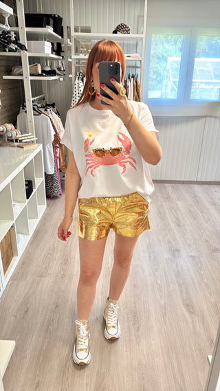 Short métallisé doré