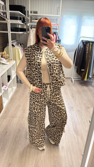 Pantalon cargo léopard