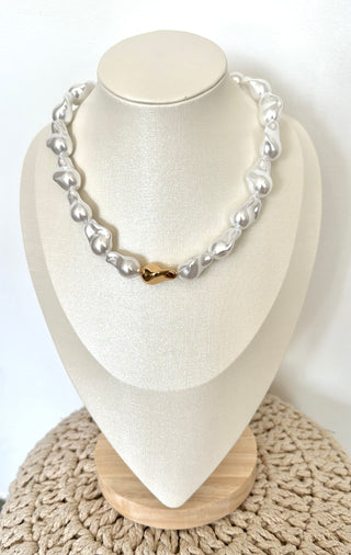 Collier perles organiques doré